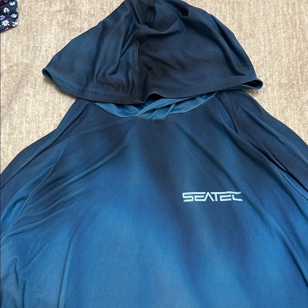 Men's Seatec Blue Hooded SunShirt